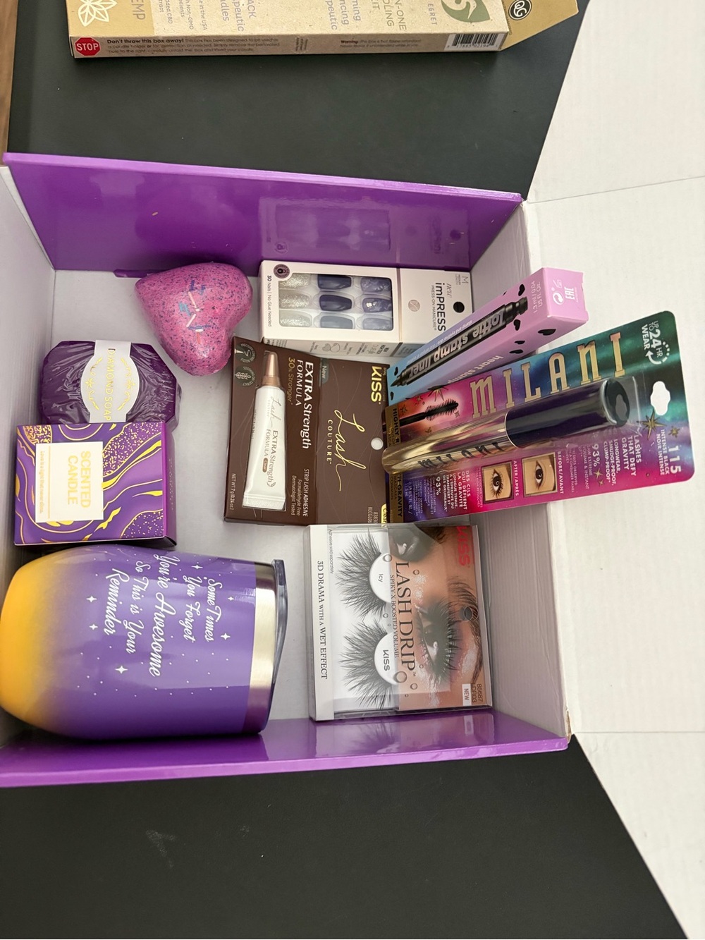 Milani Purple Eye Makeup Set with Assorted Bath & Body Accessories